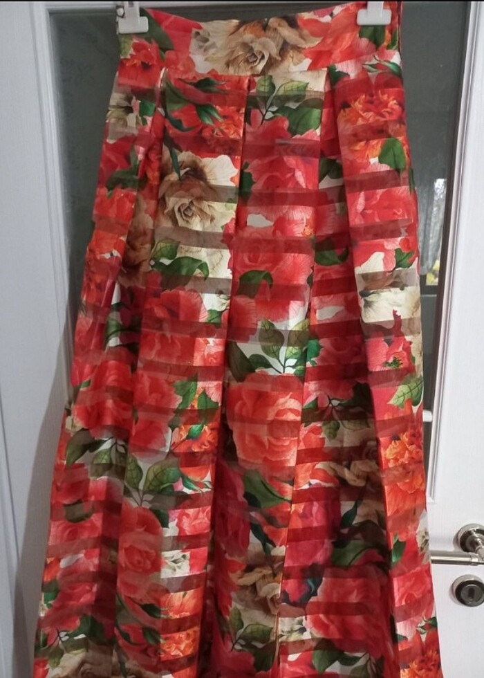 Şerit organze özel dikim Abiye etek - Görsel 3