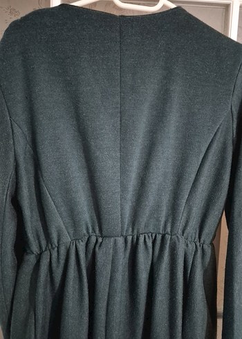 Kemerli Uzun koyu yeşil Kadın Kaban - Görsel 4