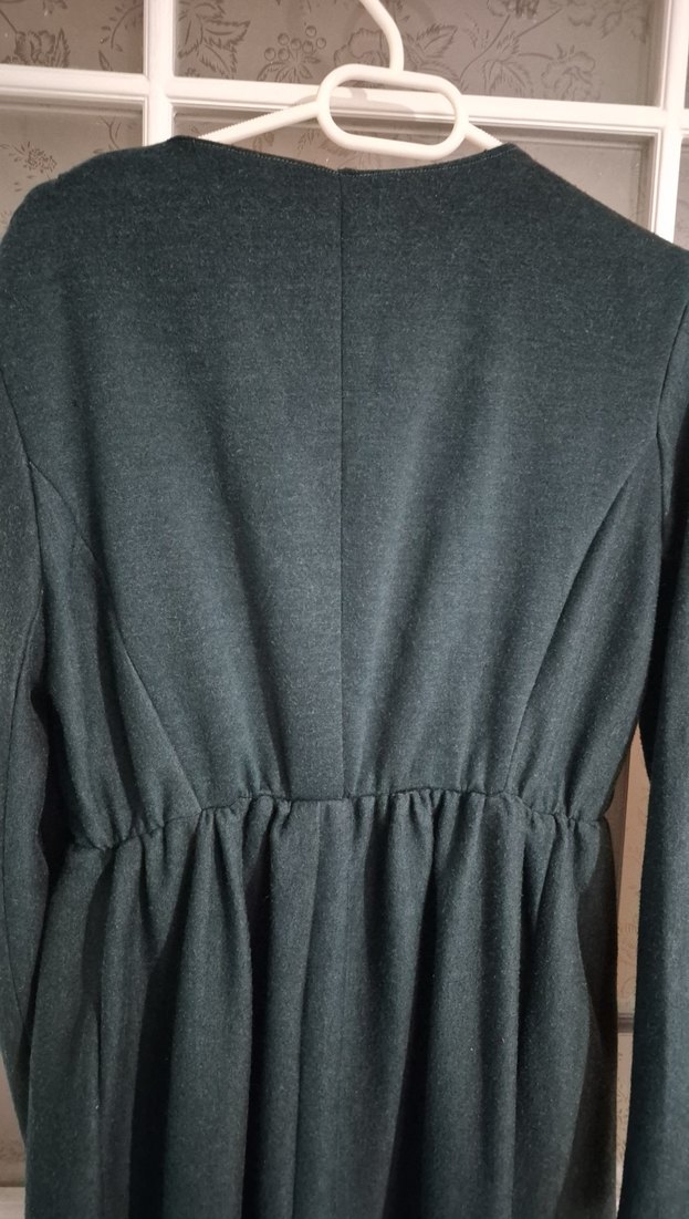 Kemerli Uzun koyu yeşil Kadın Kaban - Görsel 4