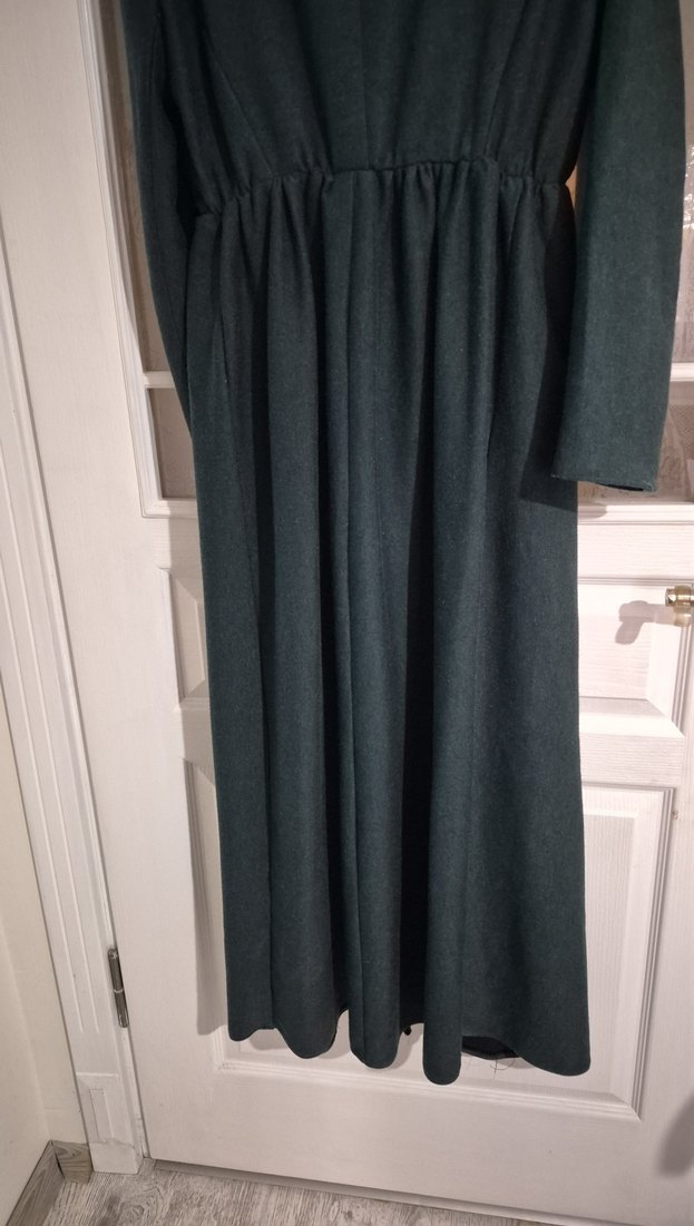 Kemerli Uzun koyu yeşil Kadın Kaban - Görsel 5