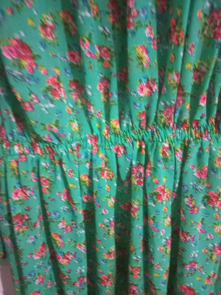 Çiçek Desenli Yeşil Uzun Bohem Elbise - Görsel 3