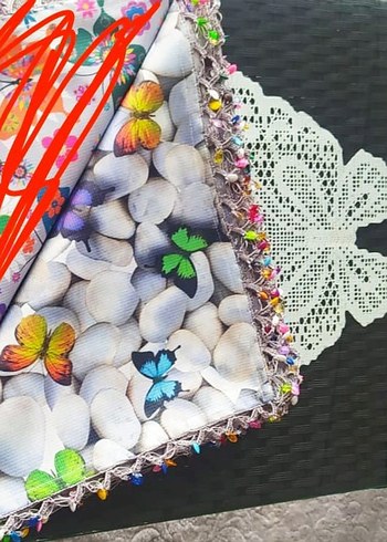 Renkli Çiçek Desenli Fırfırlı Kadın Fular - Görsel 3