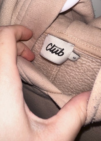 m Beden ten rengi Renk Bej Kapüşonlu Kadın Sweatshirt