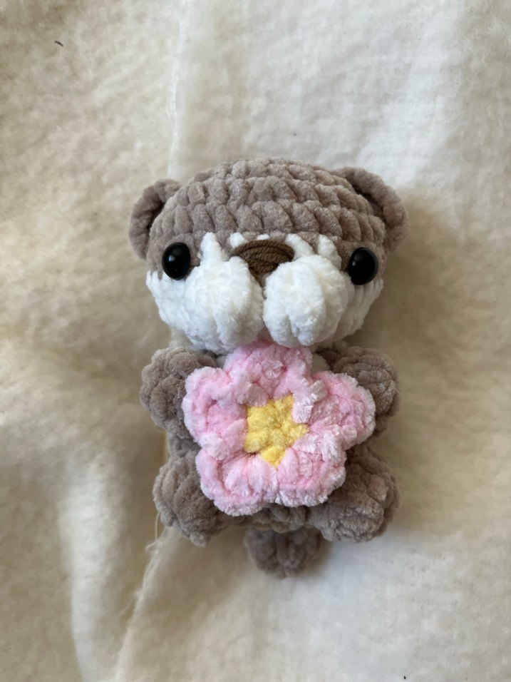 Bej Peluş Oyuncak - Çiçekli Ayıcık - Görsel 3