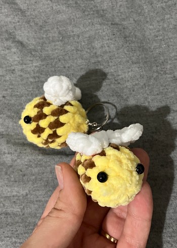 Sarı Kahverengi Peluş Arı Anahtarlık - Görsel 3