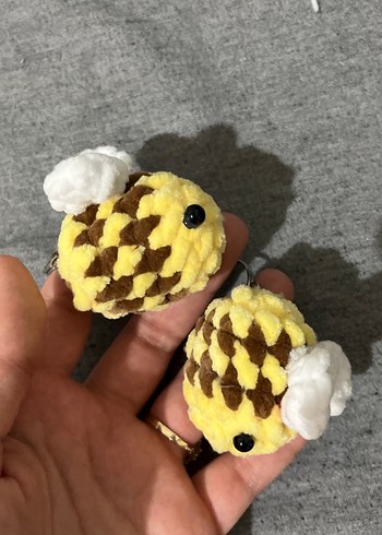 Sarı Kahverengi Peluş Arı Anahtarlık - Görsel 2