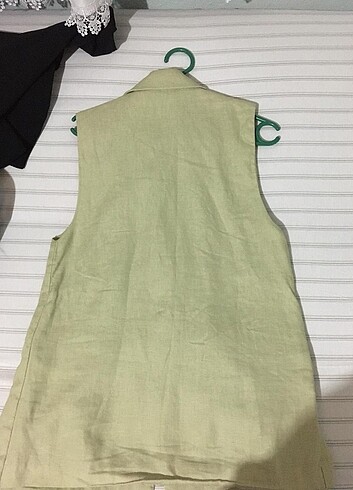 Koton Koton çağla yeşili keten yelek 36/S