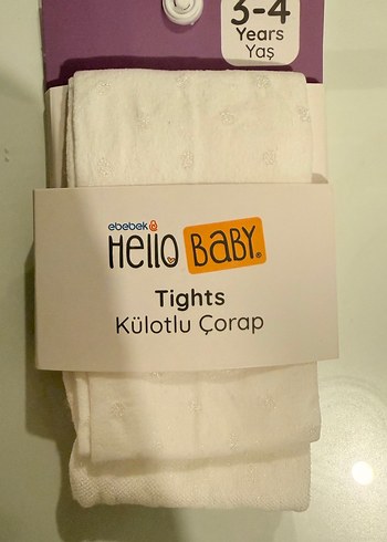 HelloBaby Hello Baby 3 4 Yas Beyaz Tulum Corap