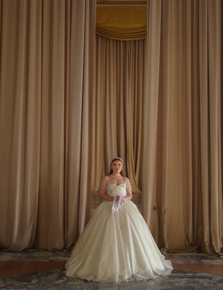 Straplez Prenses Gelinlik Beyaz - Görsel 3