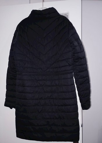 Siyah Fermuarlı Uzun Kadın Kışlık Mont - Görsel 2