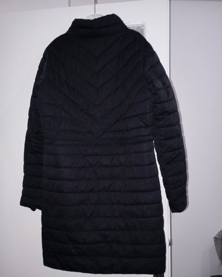 Siyah Fermuarlı Uzun Kadın Kışlık Mont - Görsel 2