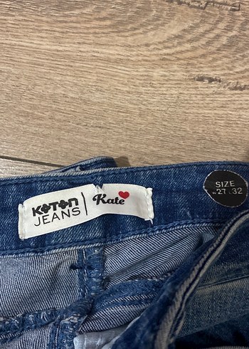 27 Beden mavi Renk Parlak Mavi Bağlama Desenli Kadın Kot Pantolon