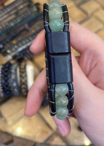 Sterling silver Yeşil Boncuklu Yılan Desenli Bileklik