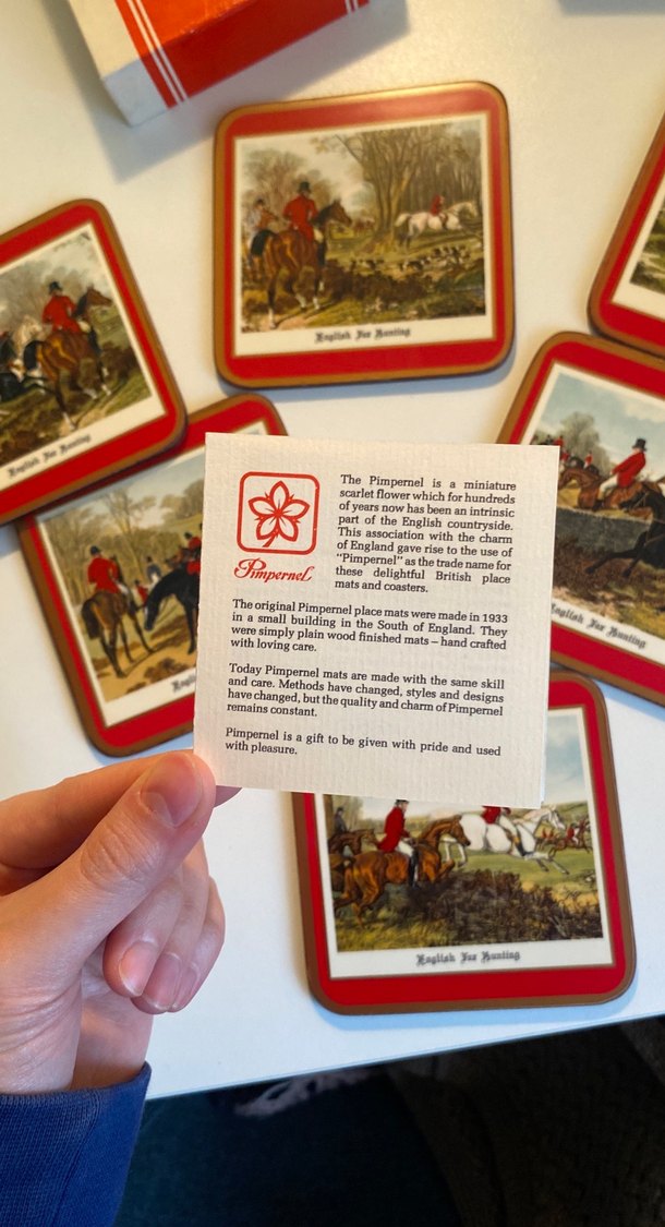 Vintage  6'lı ingiliz Atlı Bardak Altlığı Seti - Görsel 3