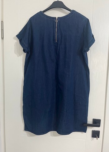 44 Beden Lacivert Midi Denim Salaş Elbise