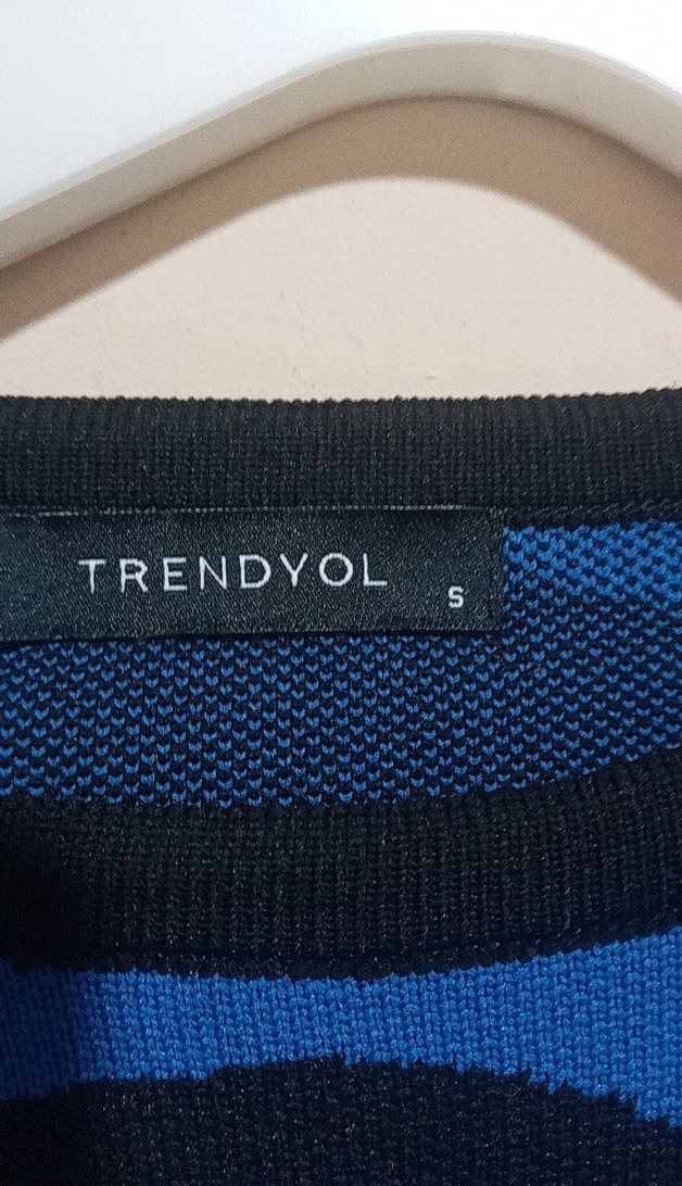 Mavi Zebra Desenli Kadın Örgü Kazak - Görsel 3