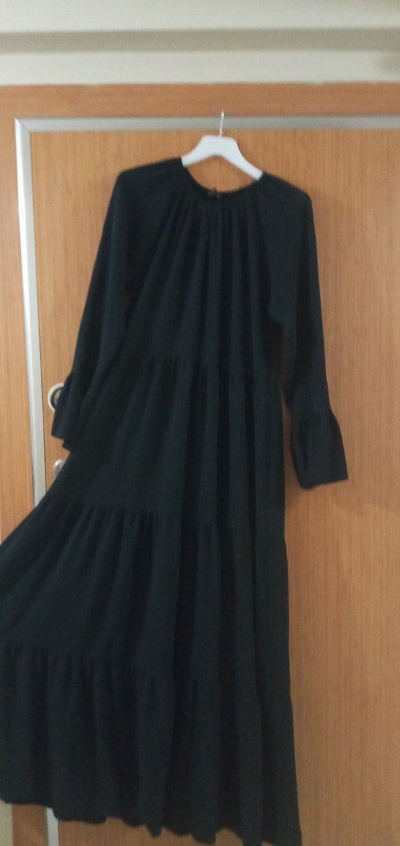 Siyah Uzun Piliseli Bohem Elbise - Görsel 4