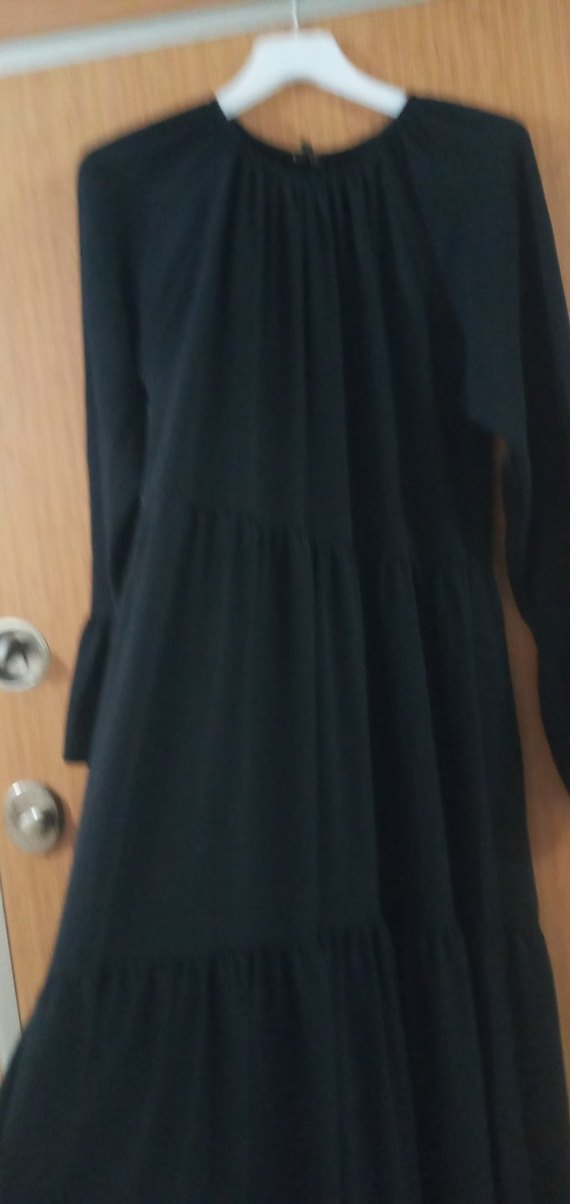 Siyah Uzun Piliseli Bohem Elbise - Görsel 2