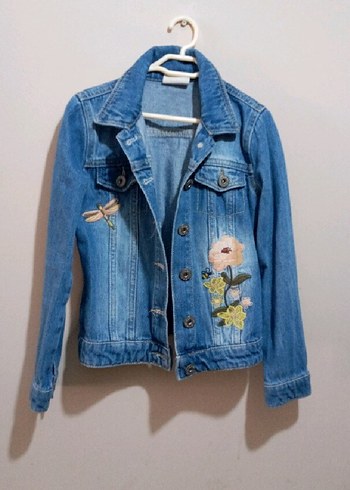 Nakışlı Mavi Kadın Denim Ceket - Görsel 3