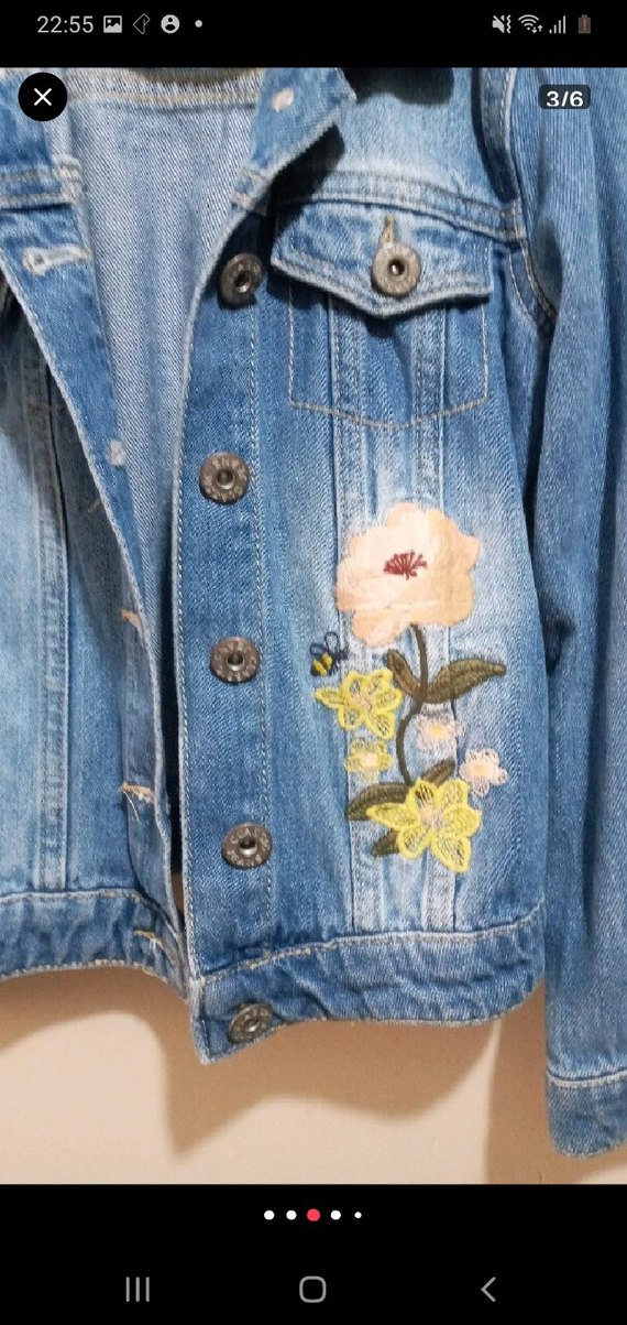 Nakışlı Mavi Kadın Denim Ceket - Görsel 2