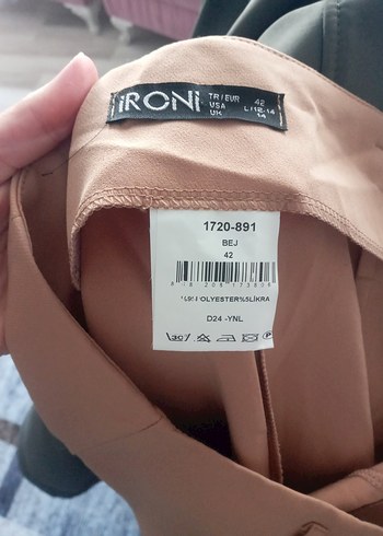 Bej Rahat Kesim Kadın Kumaş Pantolon - Görsel 5