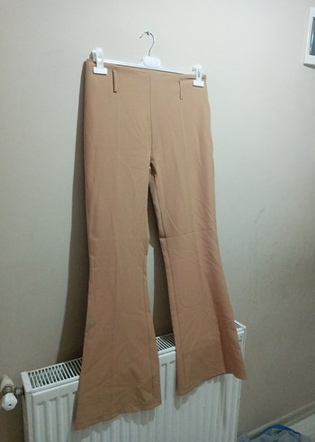 Bej Rahat Kesim Kadın Kumaş Pantolon - Görsel 4