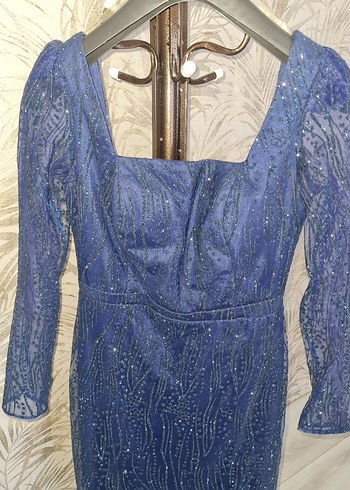 Dantelli Lacivert Uzun Kol Elbise - Görsel 5