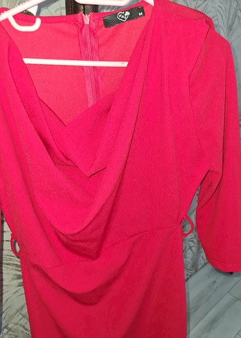 Pembe Drapeli Uzun Kollu Uzun Elbise - Görsel 4