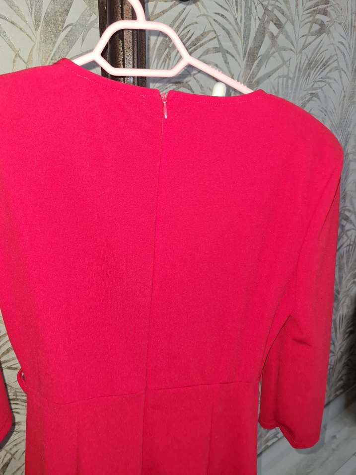 Pembe Drapeli Uzun Kollu Uzun Elbise - Görsel 2