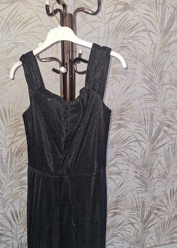 Uzun Siyah Gotik V Yaka Drapeli Elbise - Görsel 2