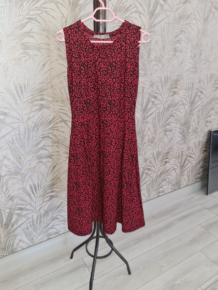 Bordo Kolsuz Uzun V Yakalı Elbise - Görsel 3