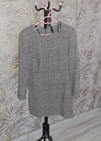 Gri Ekose Desenli Uzun Kollu elbise - Görsel 3