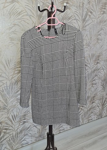 Gri Ekose Desenli Uzun Kollu elbise - Görsel 2