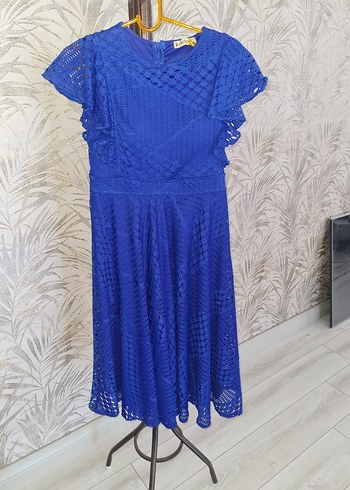 Mavi Dantel Mini Bohem Elbise - Görsel 5