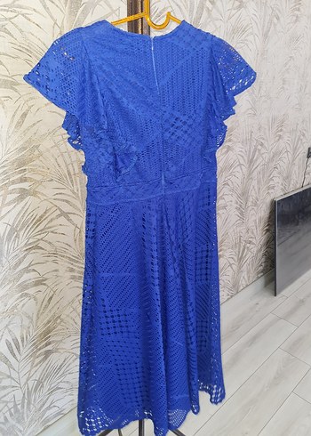 Mavi Dantel Mini Bohem Elbise - Görsel 4