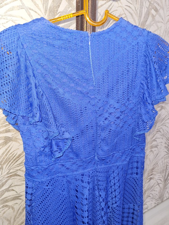 Mavi Dantel Mini Bohem Elbise - Görsel 3