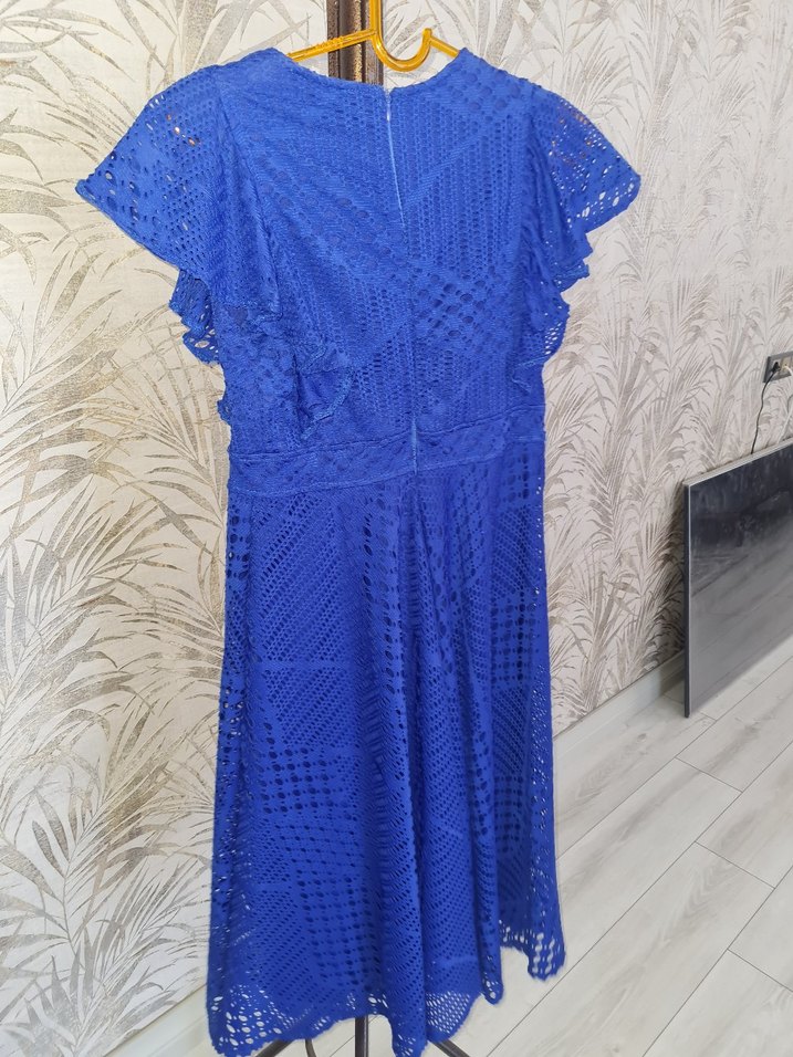 Mavi Dantel Mini Bohem Elbise - Görsel 4