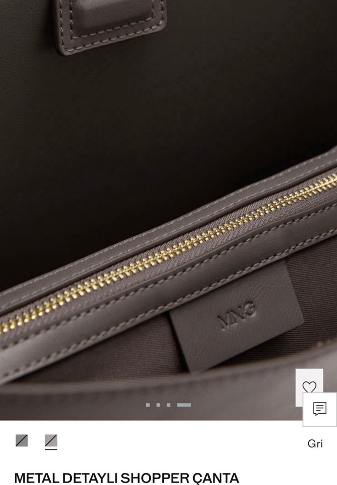 Mango deri metal detaylı shopper çanta - Görsel 3