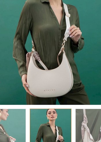 Beyaz Deri Kadın Omuz Çantası - Görsel 2