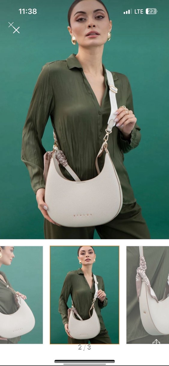 Beyaz Deri Kadın Omuz Çantası - Görsel 2