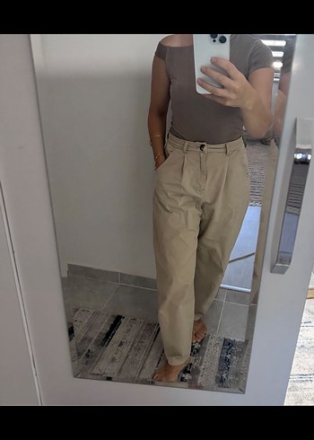 Bej Rahat Kesim Kadın Pantolon - Görsel 2