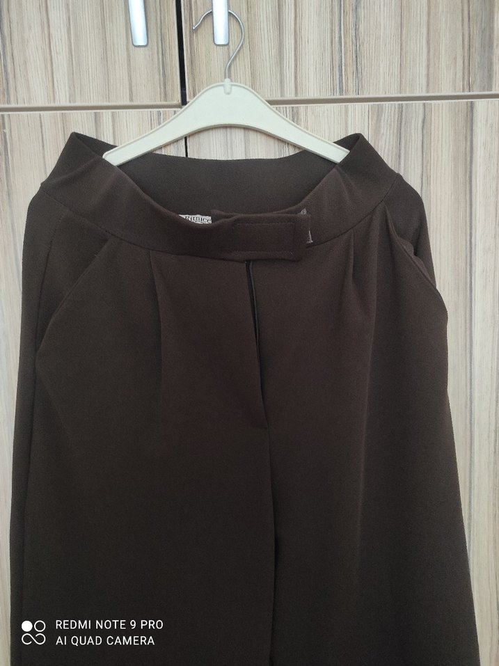 Kahverengi Kadın Palazzo Kumaş Pantolon - Görsel 2