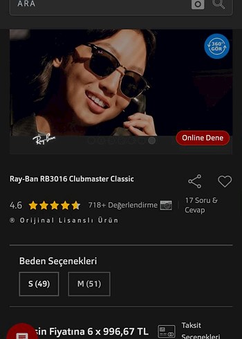 Ray-Ban RB3016 Clubmaster Classic Siyah Güneş Gözlüğü