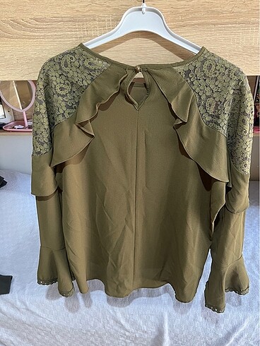 Diğer vintage haki yeşil bluz