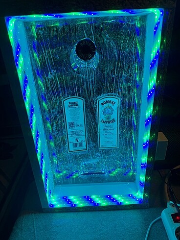  Beden Led Işıklı Epoksi Duvar Tablosu Bombay İçki Şişesi Temalı