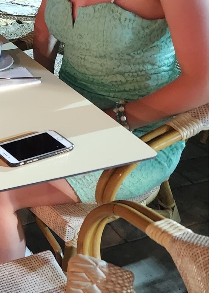 Su yeşili isterseniz straplez elbise - Görsel 2