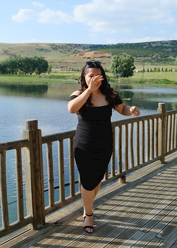 Siyah Straplez Midi Mezuniyet Elbisesi - Görsel 6