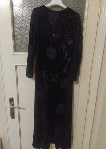 Diğer Siyah Uzun Kollu Dökümlü Gotik Elbise