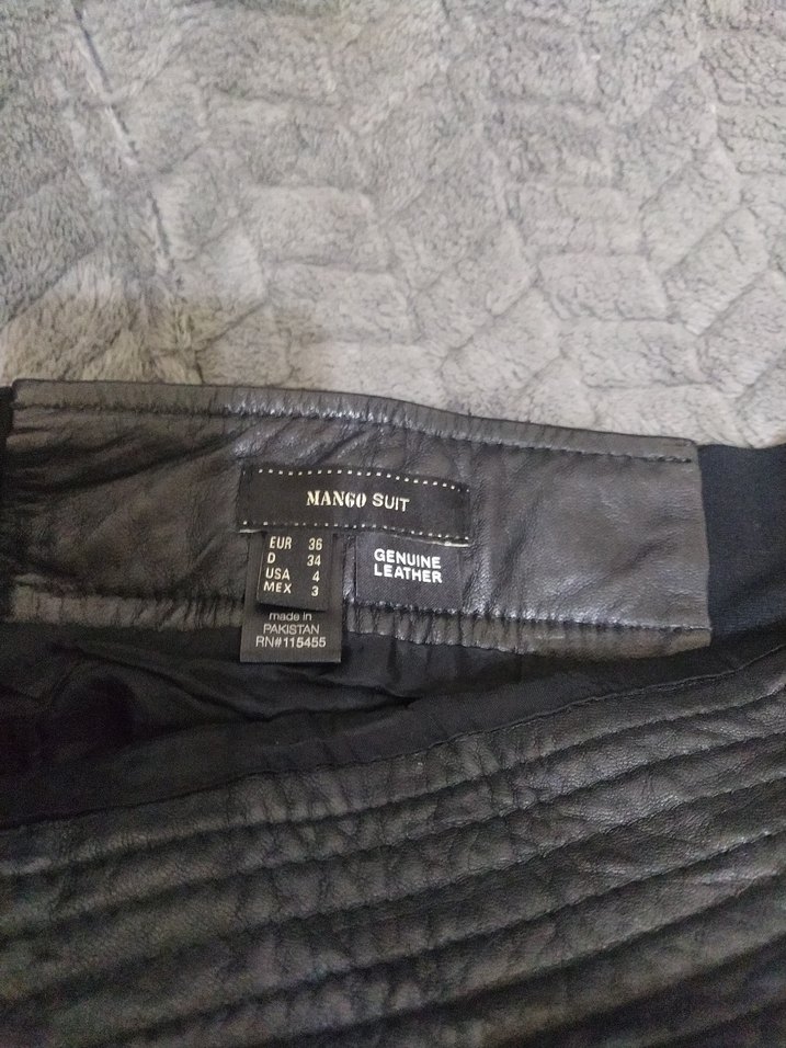 Kadın Siyah Deri Midi Etek - Görsel 3