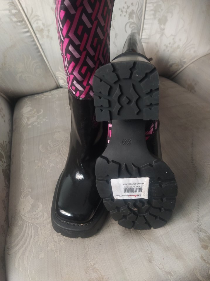 Renkli Desenli Pembe Dizüstü Kadın Çizme - Görsel 3